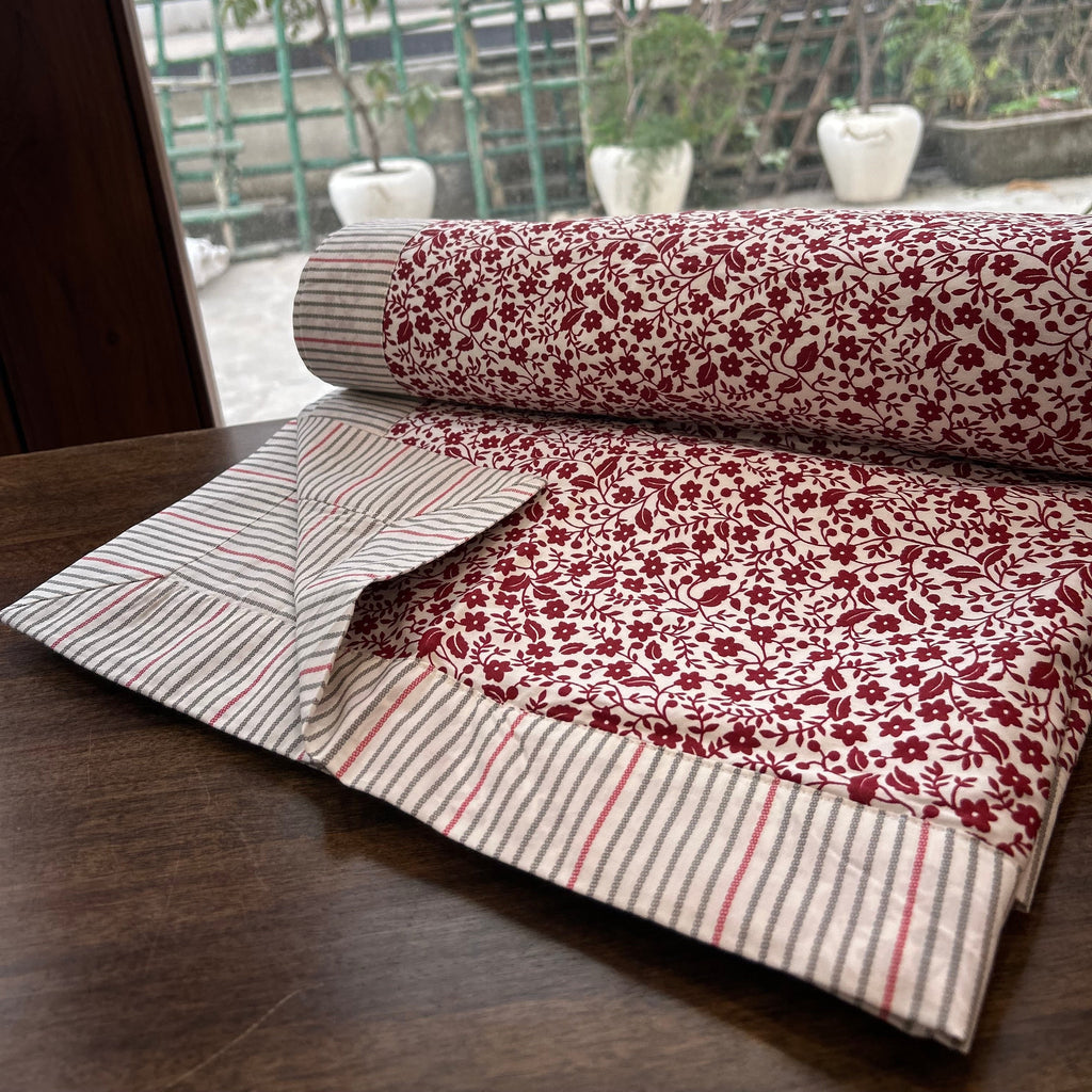 Sadyaska Single Bed Red Printed Premium Pure Cotton Reversible 1 Pcs Dohar