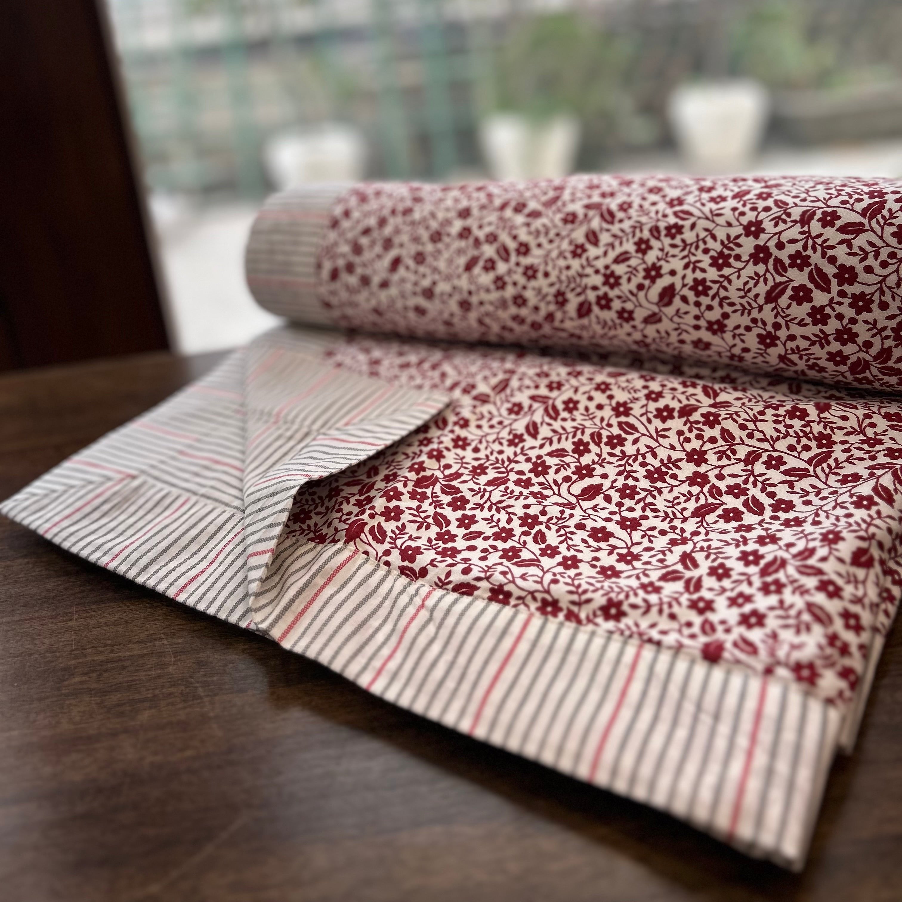 Sadyaska Double Bed Red Printed Premium Pure Cotton Reversible 1 Pcs Dohar