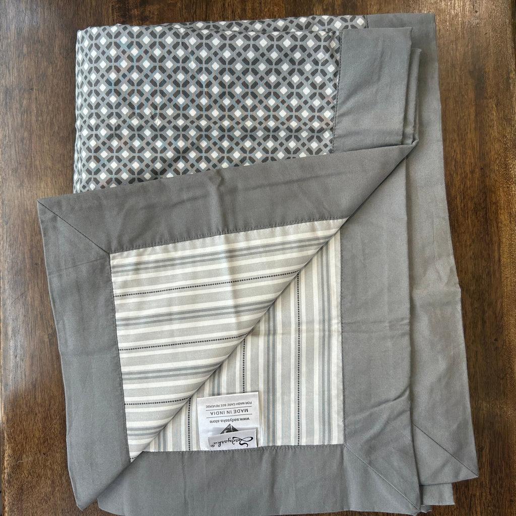 Sadyaska Single Bed Grey Printed Premium Pure Cotton Reversible 1 Pcs Dohar