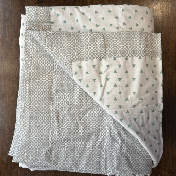Sadyaska Single Bed Green and Grey Printed Premium Pure Cotton Reversible 1 Pcs Dohar