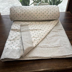 Sadyaska Single Bed Green and Grey Printed Premium Pure Cotton Reversible 1 Pcs Dohar