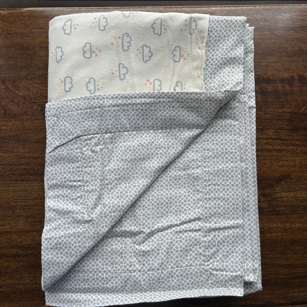Sadyaska Single Bed Grey Cloud Printed Premium Pure Cotton Reversible 1 Pcs Dohar