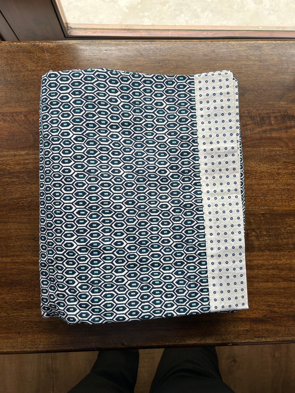 Sadyaska Single Bed Dark Blue and White Printed Premium Pure Cotton Reversible 1 Pcs Dohar