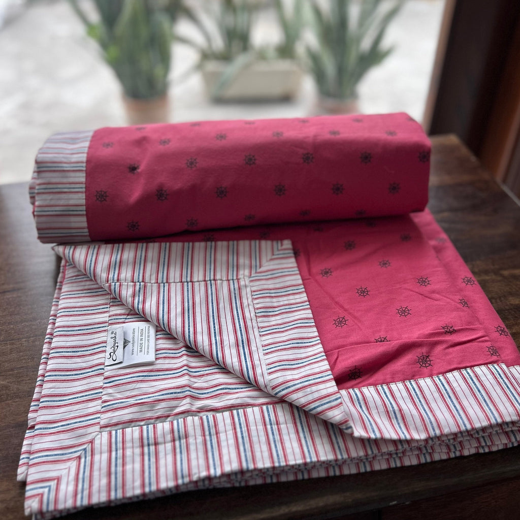 Sadyaska Double Bed Pink Printed Premium Pure Cotton Reversible 1 Pcs Dohar