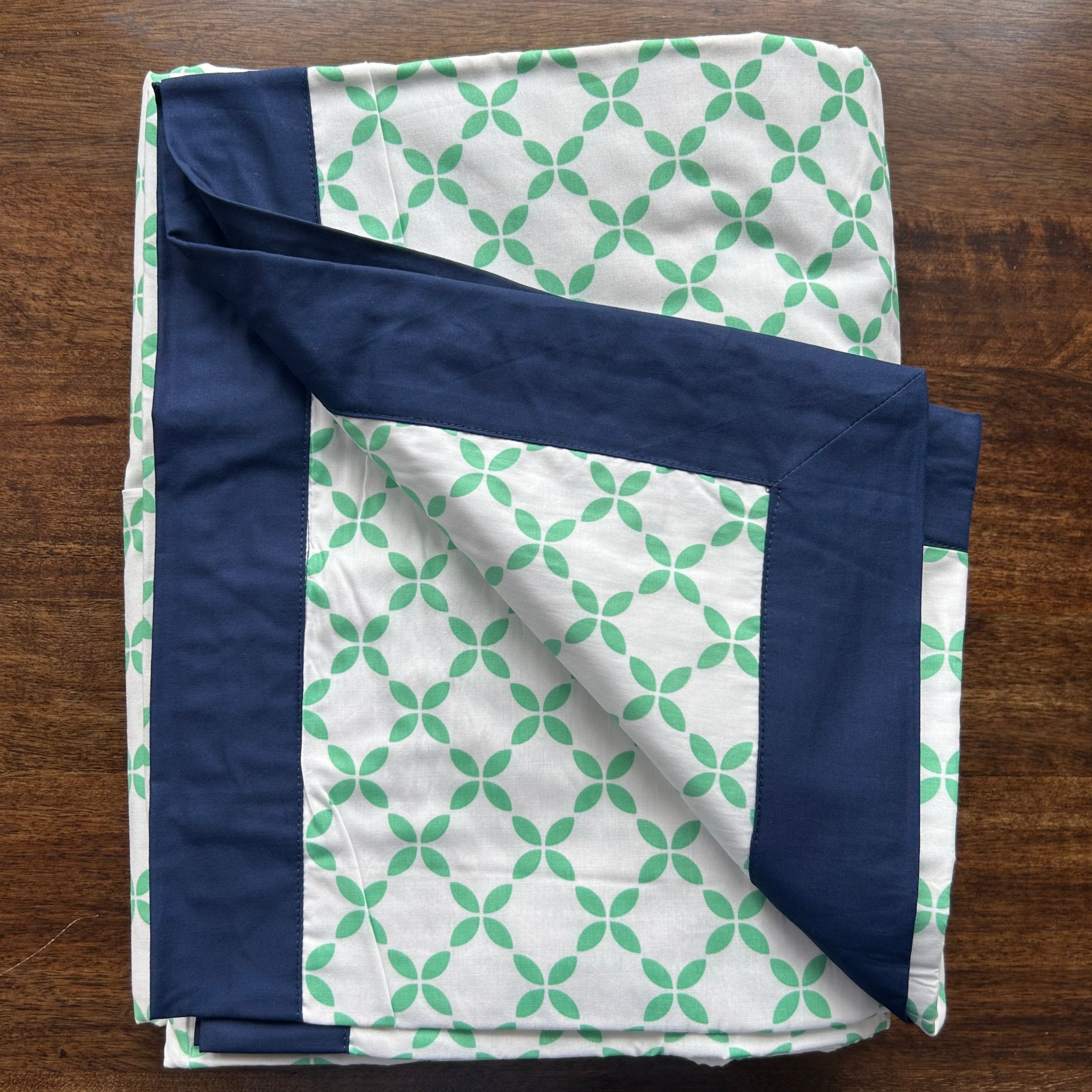 Sadyaska Single Bed Green and Blue Printed Premium Pure Cotton Reversible 1 Pcs Dohar