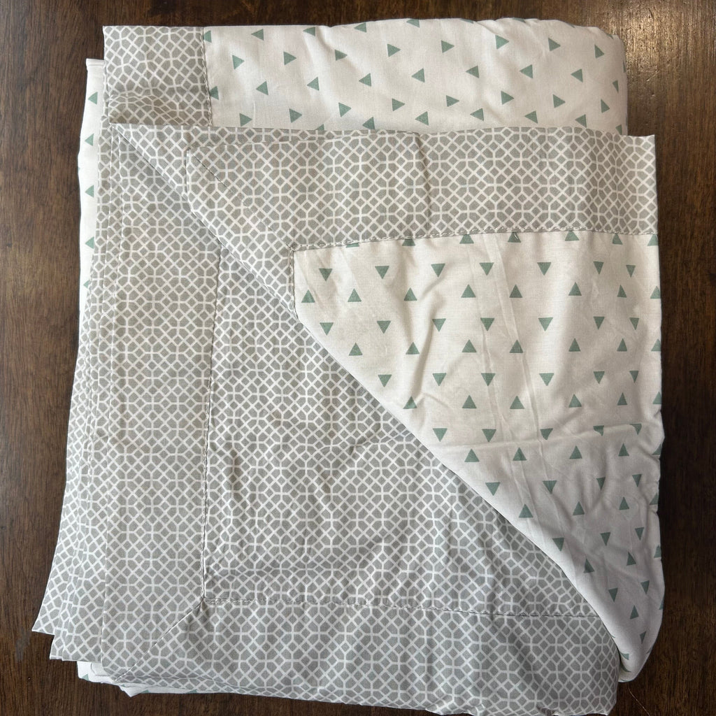 Sadyaska Double Bed Green and Grey Printed Premium Pure Cotton Reversible 1 Pcs Dohar