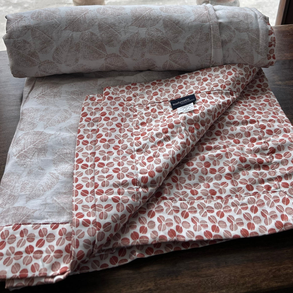 Sadyaska Single Bed Orange Printed Premium Pure Cotton Reversible 1 Pcs Dohar