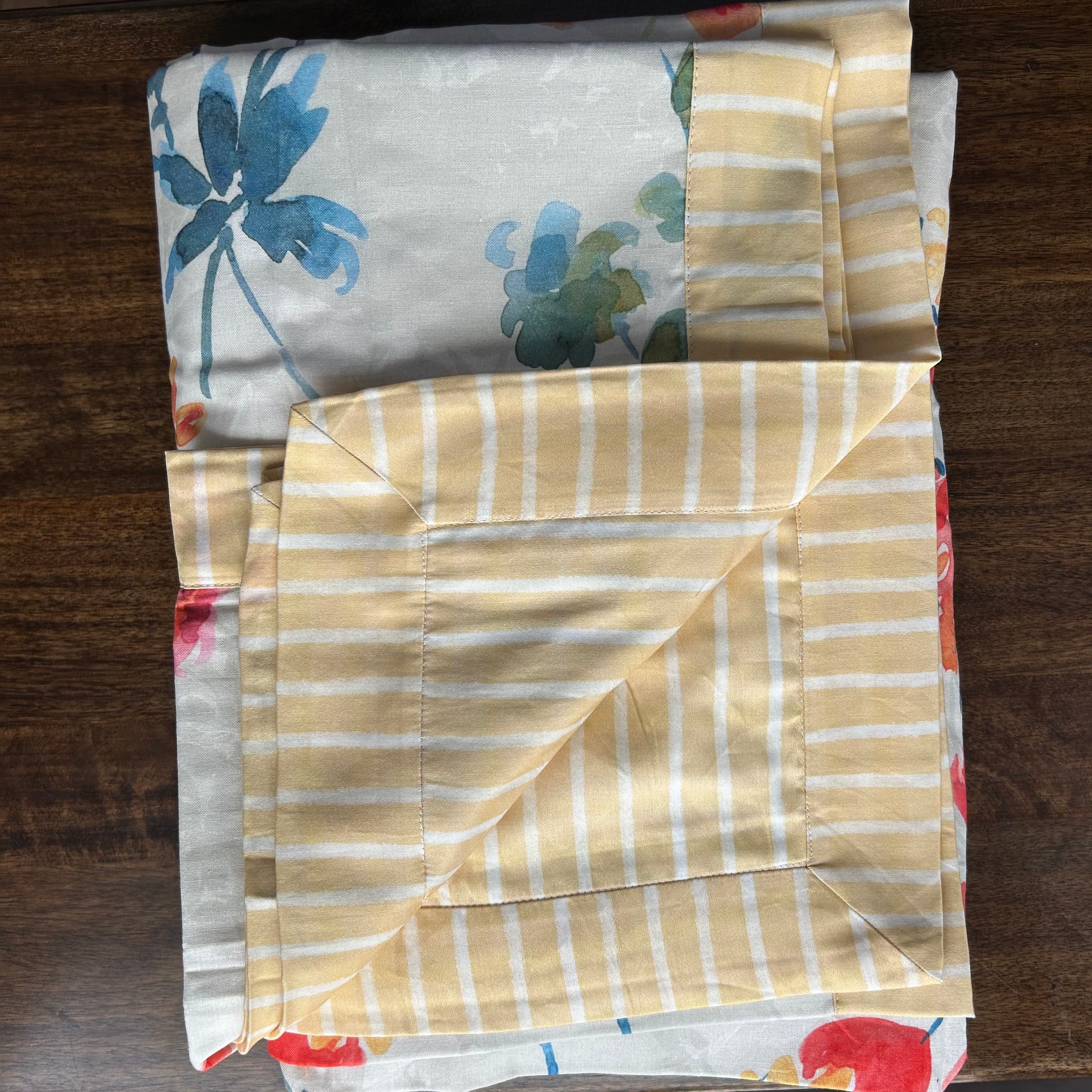 Sadyaska Double Bed Multi Color Floral Printed Premium Pure Cotton Reversible 1 Pcs Dohar