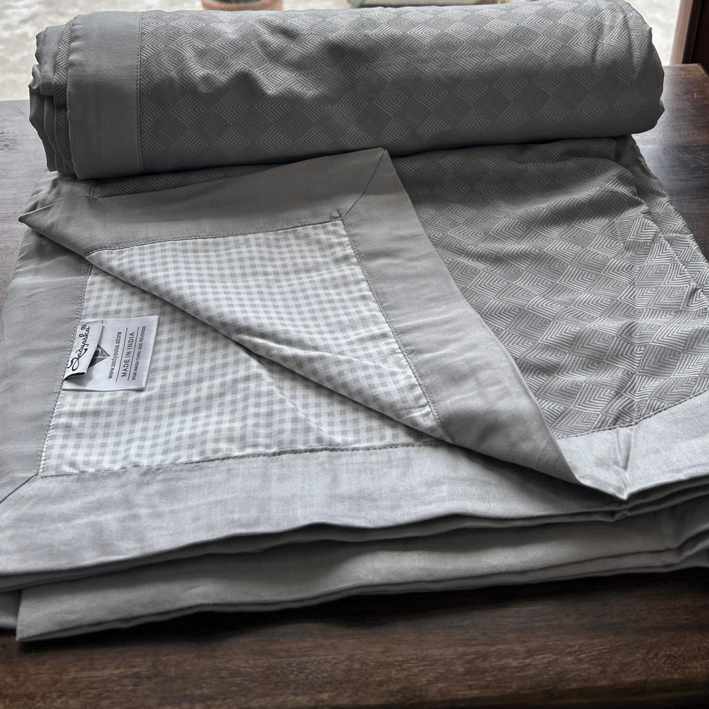 Sadyaska Single Bed Grey Printed Premium Pure Cotton Reversible 1 Pcs Dohar