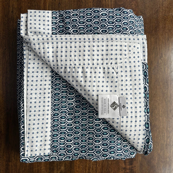 Sadyaska Double Bed Dark Blue and White Printed Premium Pure Cotton Reversible 1 Pcs Dohar