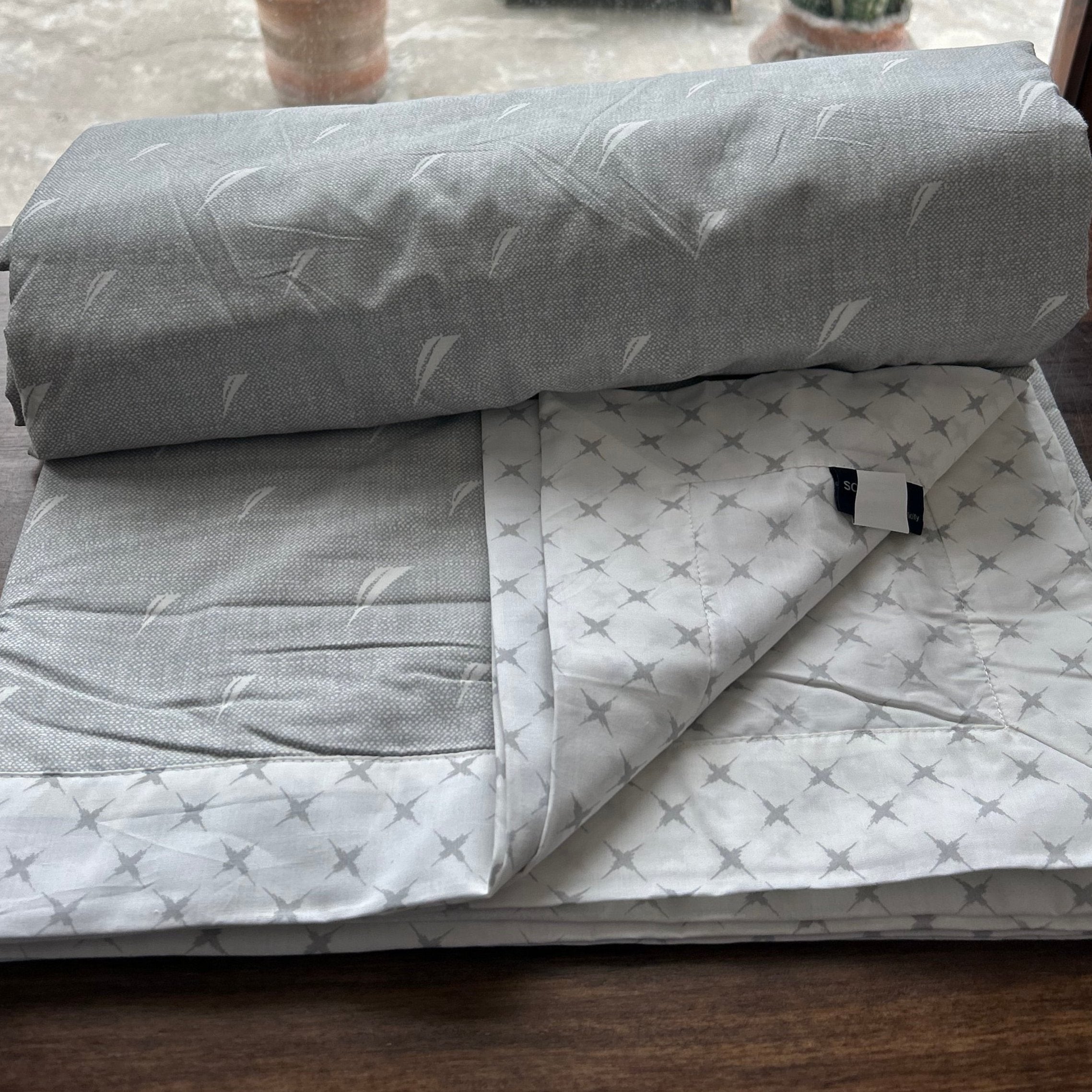 Sadyaska Single Bed Grey Printed Premium Pure Cotton Reversible 1 Pcs Dohar