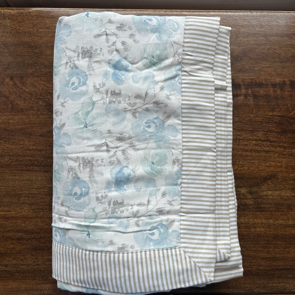 Sadyaska Single Bed Blue and Grey Floral Printed Premium Pure Cotton Reversible 1 Pcs Dohar