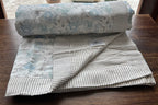 Sadyaska Single Bed Blue and Grey Floral Printed Premium Pure Cotton Reversible 1 Pcs Dohar