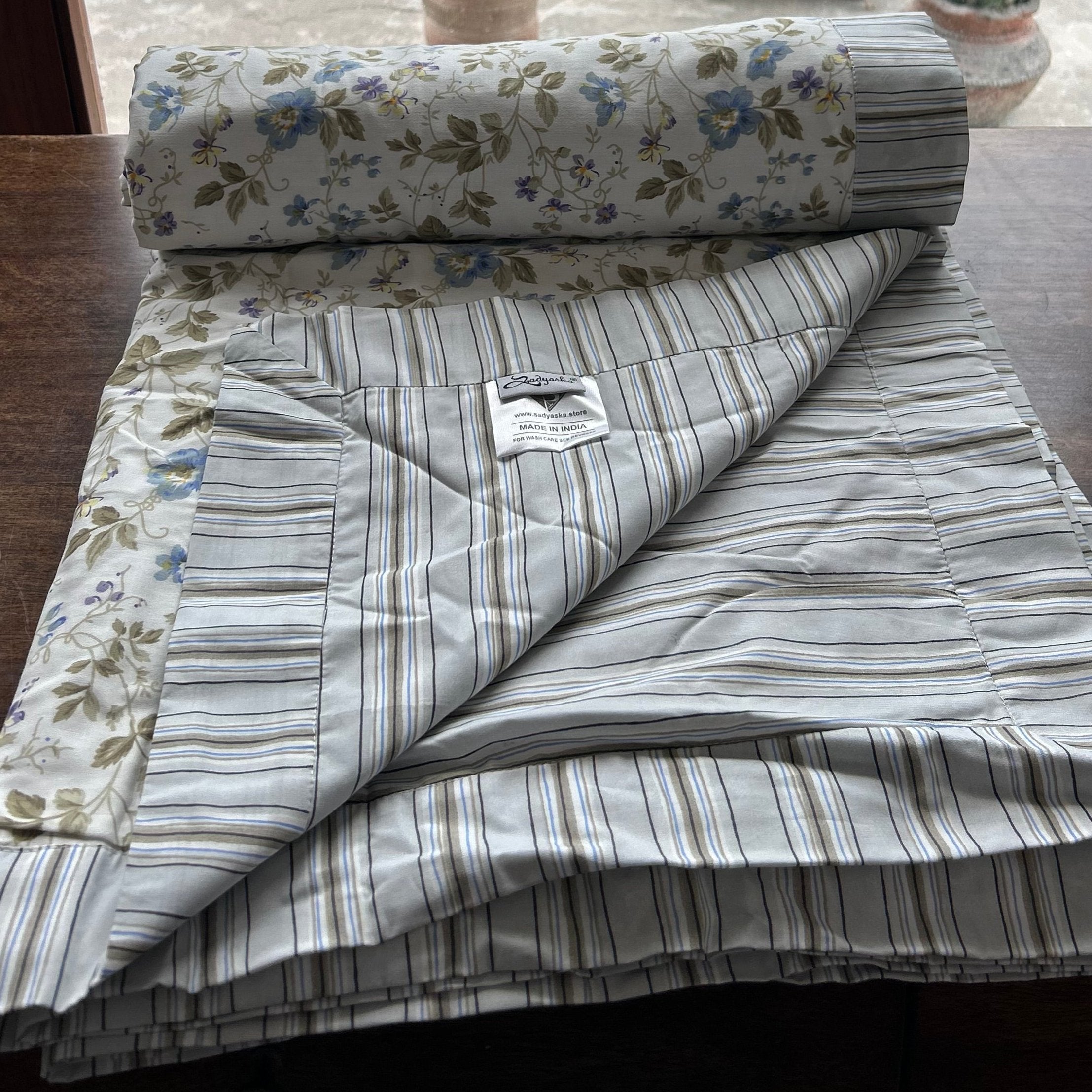 Sadyaska Single Bed Multi Color Floral Printed Premium Pure Cotton Reversible 1 Pcs Dohar