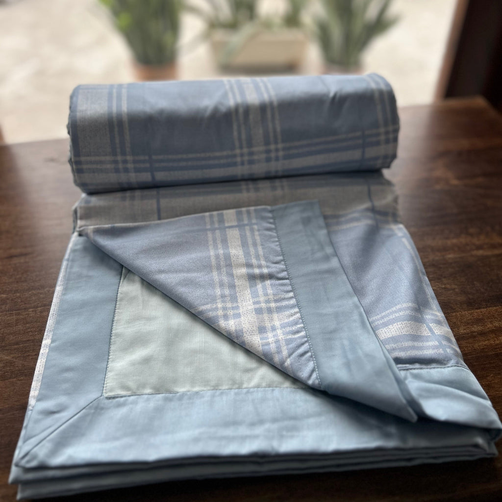 Sadyaska Double Bed Blue and White Printed Premium Pure Cotton Reversible 1 Pcs Dohar