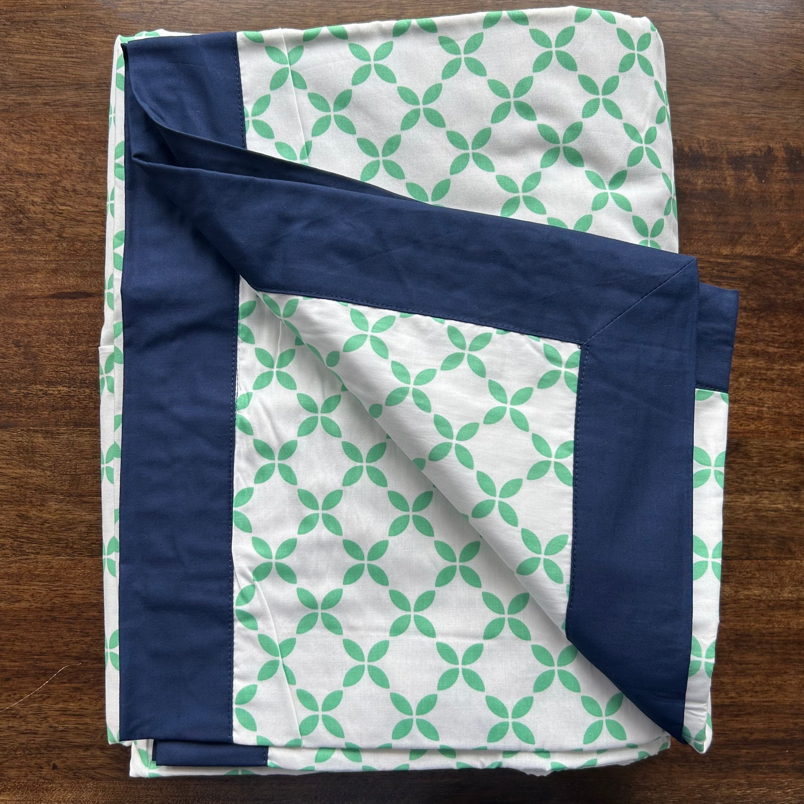 Sadyaska Double Bed Green and Blue Floral Printed Premium Pure Cotton Reversible 1 Pcs Dohar