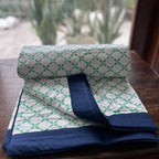 Sadyaska Double Bed Green and Blue Floral Printed Premium Pure Cotton Reversible 1 Pcs Dohar