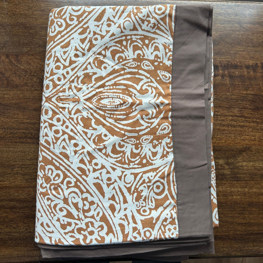 Sadyaska Single Bed Mustard Taupe Printed Premium Pure Cotton Reversible 1 Pcs Dohar