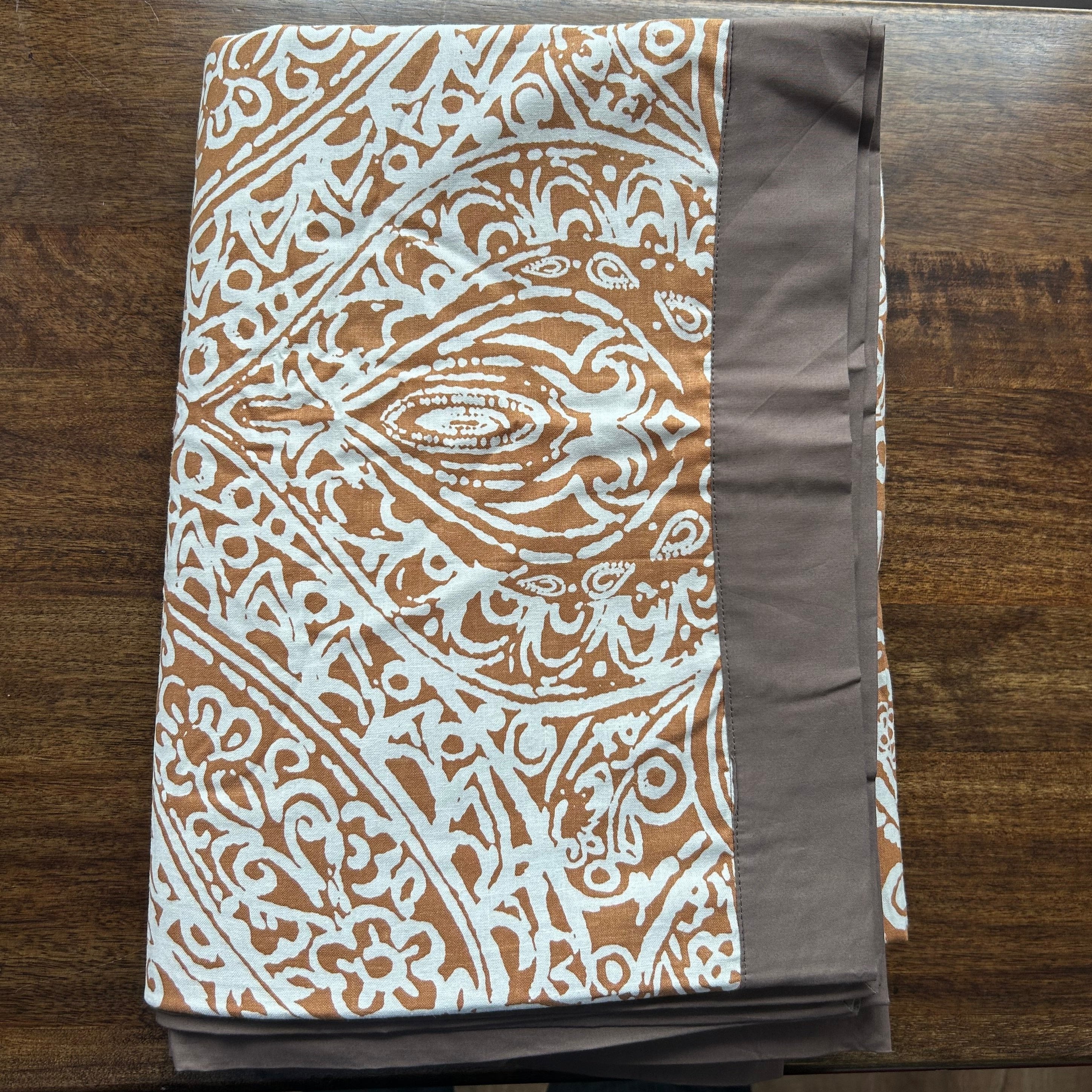 Sadyaska Single Bed Mustard Taupe Printed Premium Pure Cotton Reversible 1 Pcs Dohar