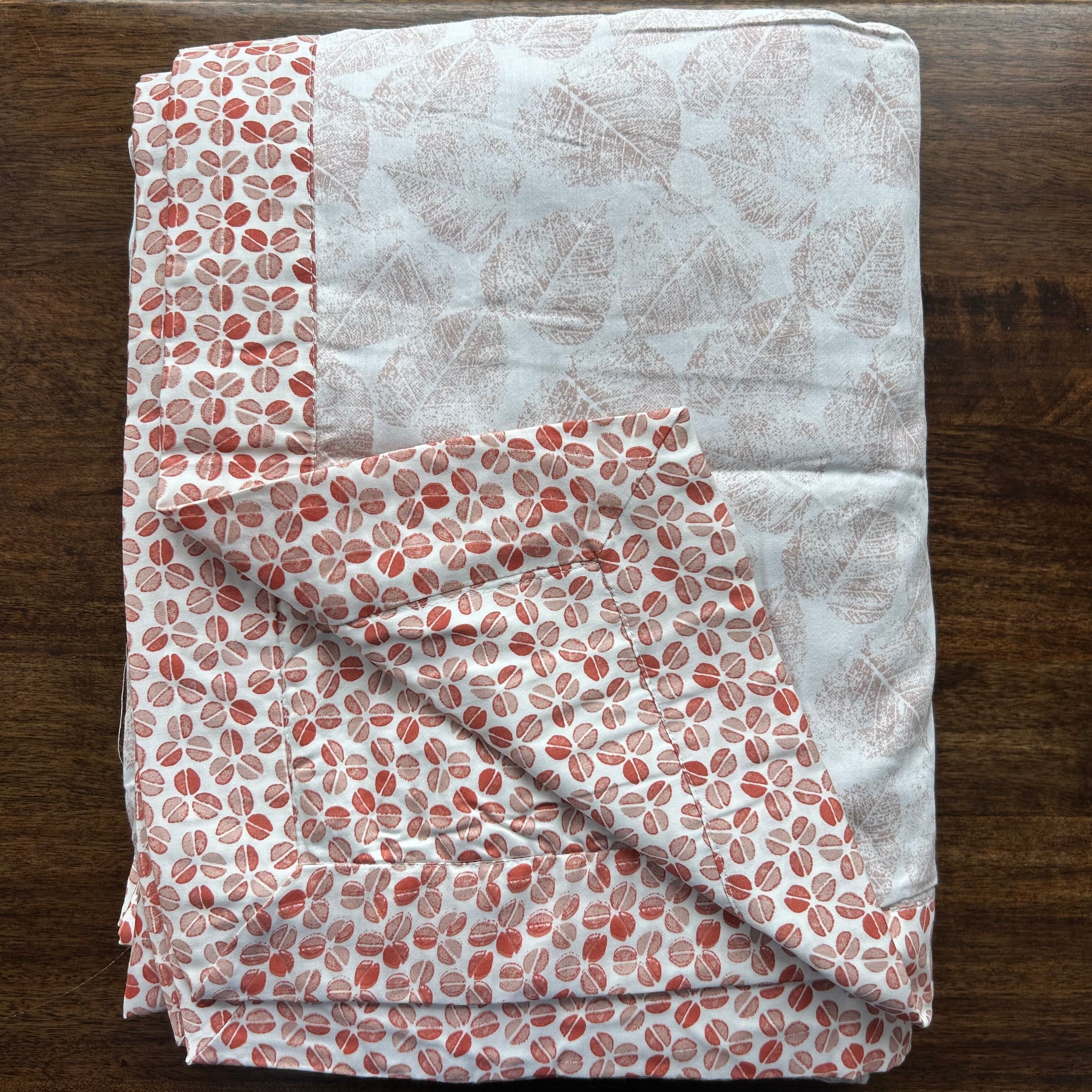 Sadyaska Double Bed Orange Printed Premium Pure Cotton Reversible 1 Pcs Dohar