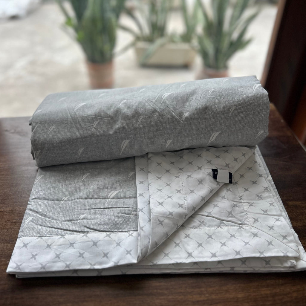 Sadyaska Double Bed Grey Printed Premium Pure Cotton Reversible 1 Pcs Dohar