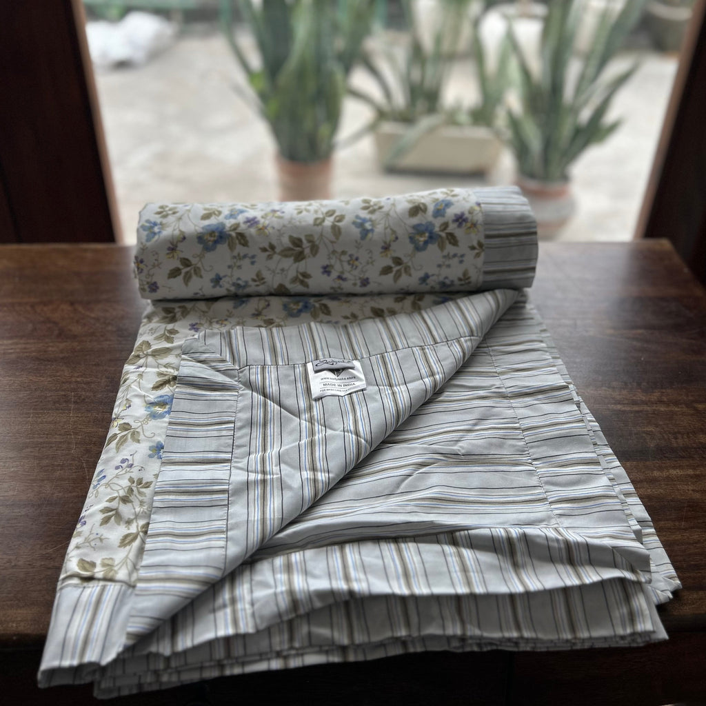 Sadyaska Double Bed Multi Color Floral Printed Premium Pure Cotton Reversible 1 Pcs Dohar