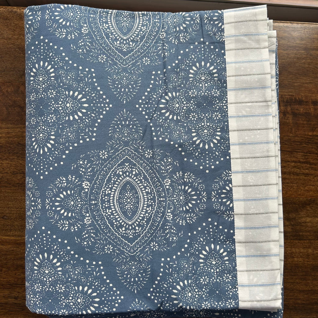 Sadyaska Double Bed Blue and White Printed Premium Pure Cotton Reversible 1 Pcs Dohar