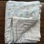 Sadyaska Double Bed Blue and Grey Floral Printed Premium Pure Cotton Reversible 1 Pcs Dohar