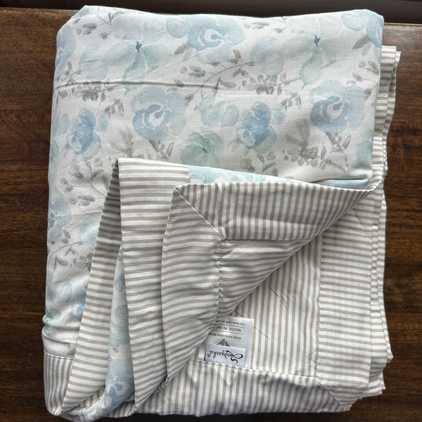 Sadyaska Double Bed Blue and Grey Floral Printed Premium Pure Cotton Reversible 1 Pcs Dohar