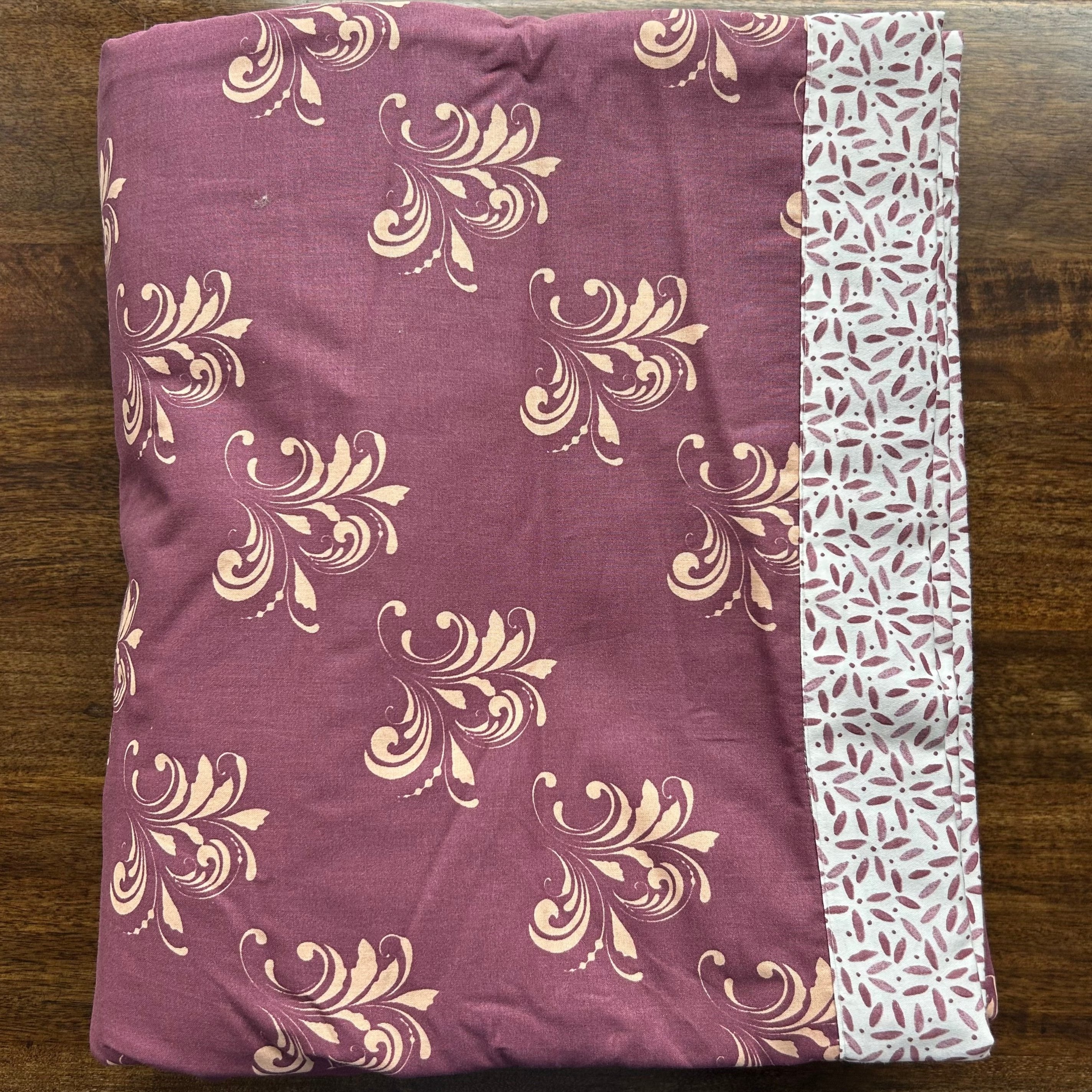 Sadyaska Double Bed Mauve Floral Printed Premium Pure Cotton Reversible 1 Pcs Dohar