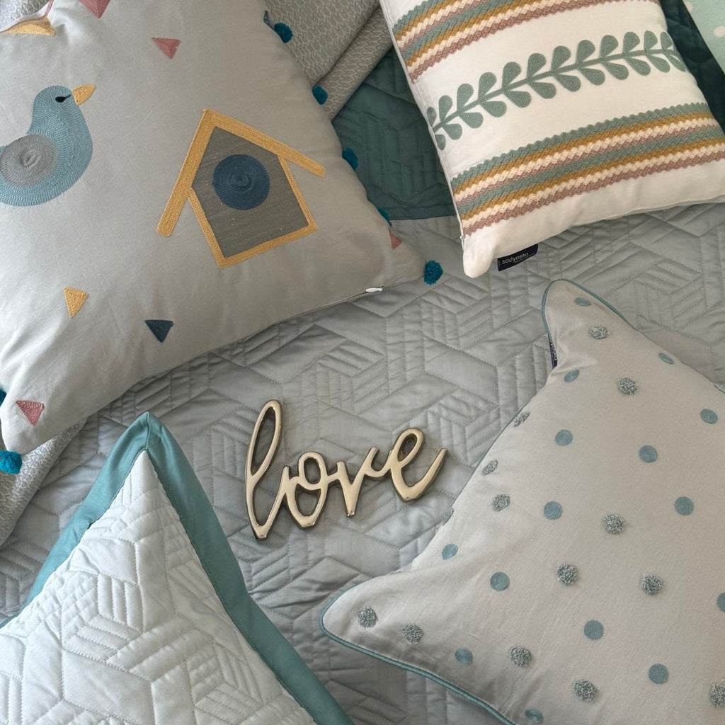 Sadyaska Quilted Sage Green and Turquoise Camille Reversible 1 Pcs Bedspread