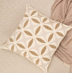 Sadyaska Botanical Bliss Cotton Embroidered Beige 16" X 16" 1 Pcs Cushion Cover