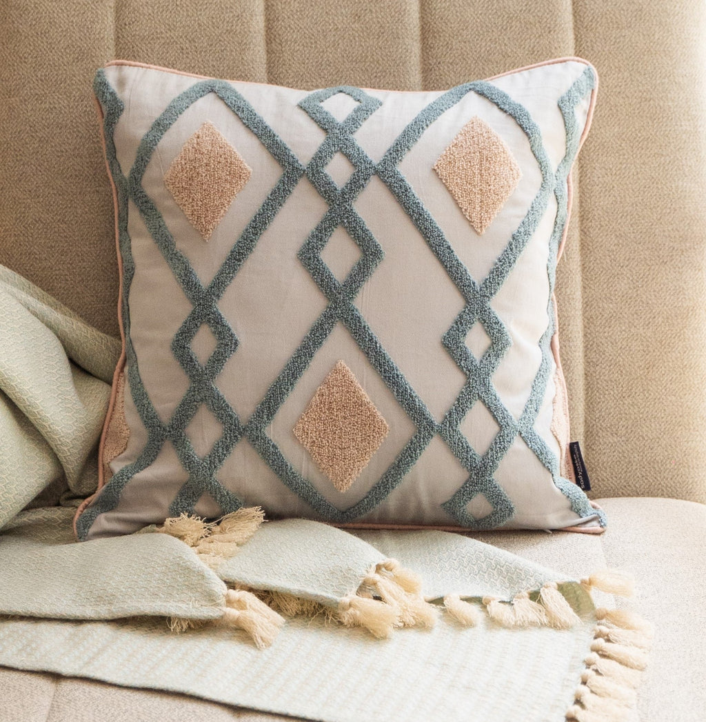 Sadyaska Wanderlust Cotton Embroidered Grey 16" X 16" 1 Pcs Cushion Cover