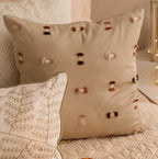 Sadyaska Tranquille Cotton Embroidered Beige 16" X 16" 1 Pcs Cushion Cover