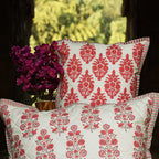 Sadyaska Butah Jaal Hand Block Print 16"x16" Pink Floral Printed Pattern Cushion Case… 1 Pcs Cushion Cover