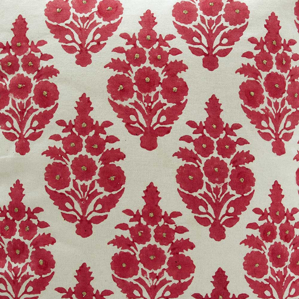 Sadyaska Butah Jaal Hand Block Print 16"x16" Pink Floral Printed Pattern Cushion Case… 1 Pcs Cushion Cover