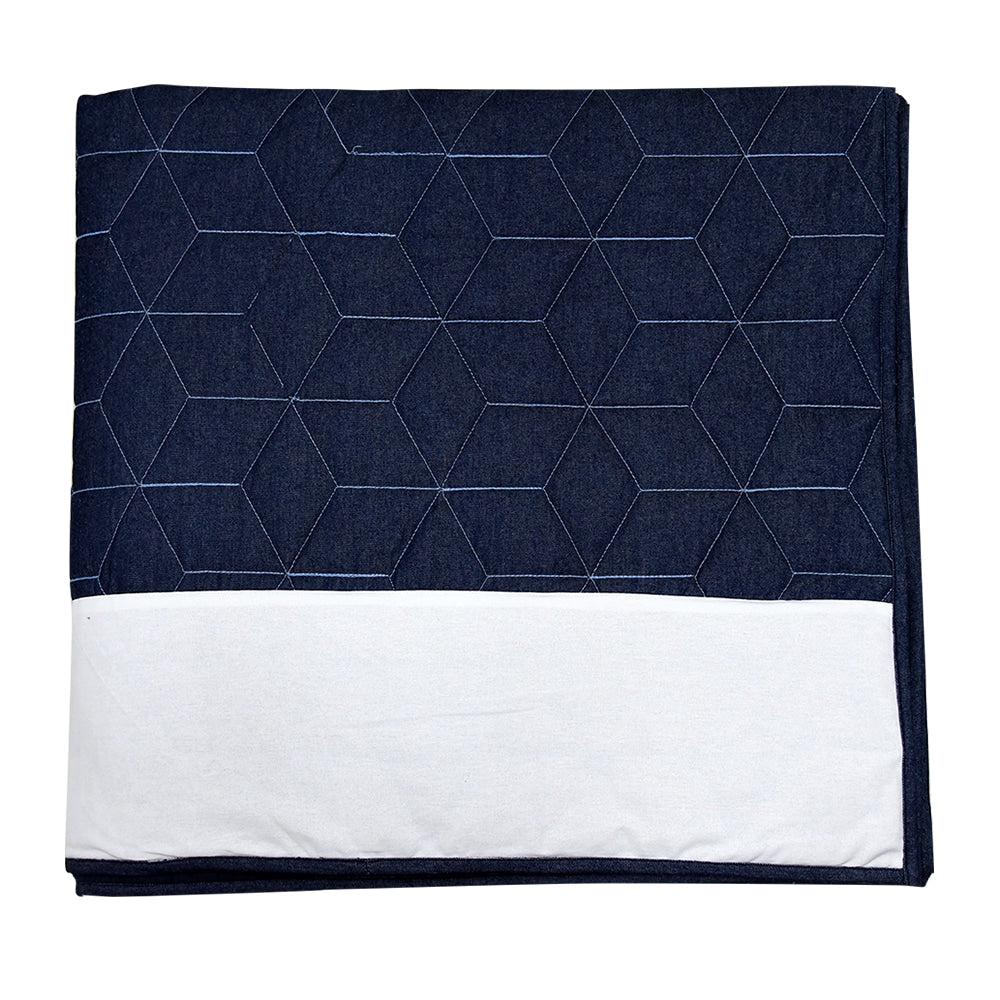 Sadyaska Navy Chambray Quilted 1 Pcs Bedspread