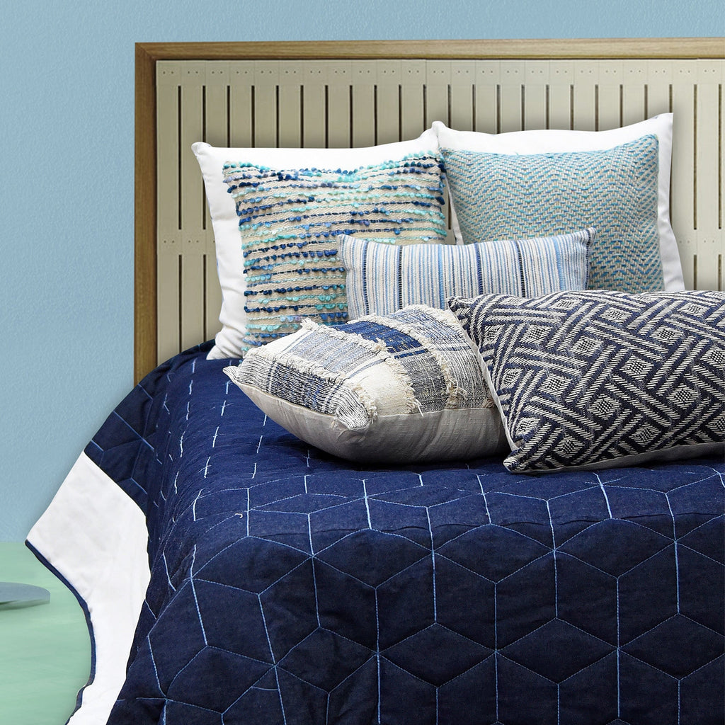 Sadyaska Navy Chambray Quilted 1 Pcs Bedspread