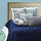 Sadyaska Navy Chambray Quilted 1 Pcs Bedspread