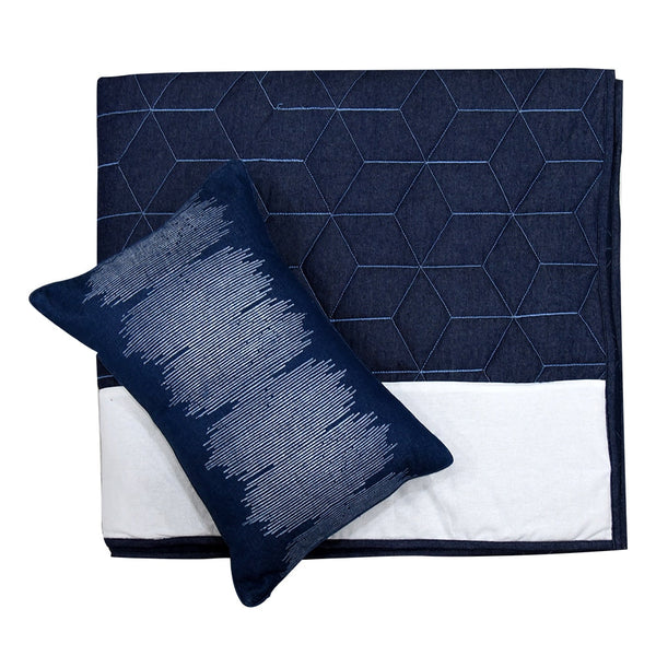Sadyaska Navy Chambray Quilted 1 Pcs Bedspread