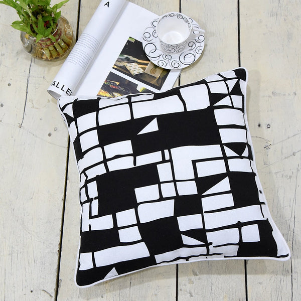 Sadyaska Black & White Cotton 16x16 Screen Printed Geometric Cushion Pillowcase… 1 Pcs Cushion Cover