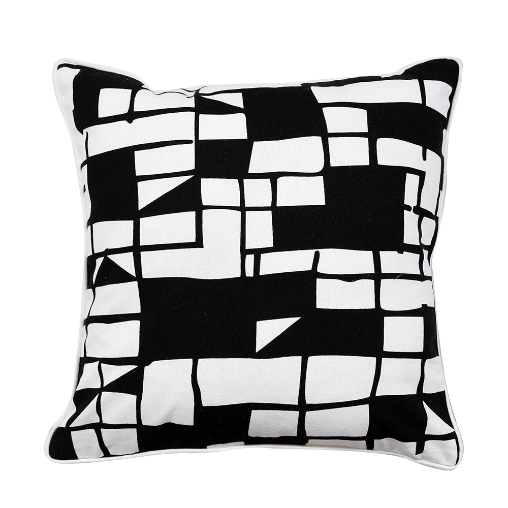 Sadyaska Black & White Cotton 16x16 Screen Printed Geometric Cushion Pillowcase… 1 Pcs Cushion Cover