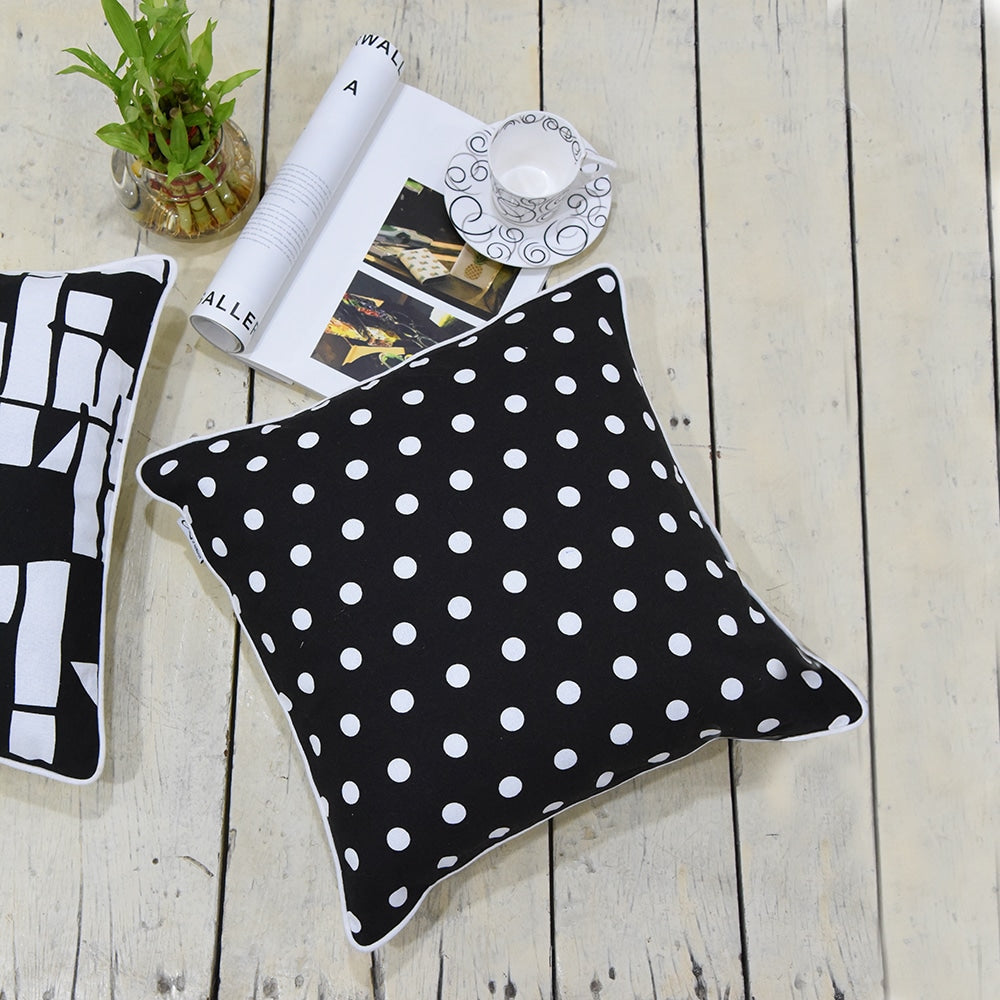 Sadyaska Black & White Polka Dot (16"X16") Geometric Cotton … 1 Pcs Cushion Cover