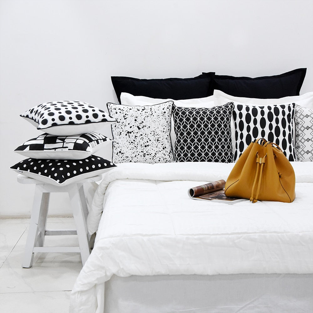 Sadyaska Black & White Polka Dot (16"X16") Geometric Cotton … 1 Pcs Cushion Cover