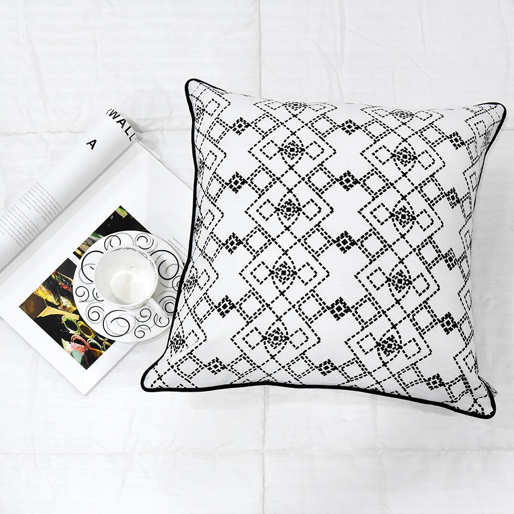 Sadyaska Black & White Luxurious Connectoline (16"X16") Dotted Geometric Print Pillow Case… 1 Pcs Cushion Cover