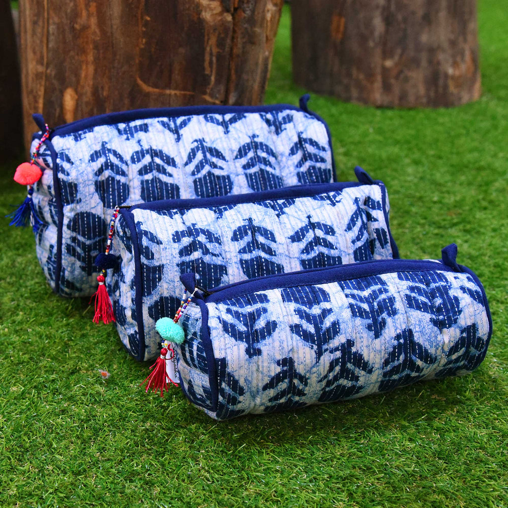 Sadyaska Handmade Block Print Coins & Purse Cosmetic Jewelry Pouches Set of 3 1 Pcs Product