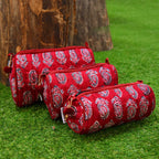 Sadyaska Maroon Printed Cotton Small Size ed Wedding Jewelry Pouch / Cosmetic / Make Up Case Multifunction Storage 1 Pcs Quilt