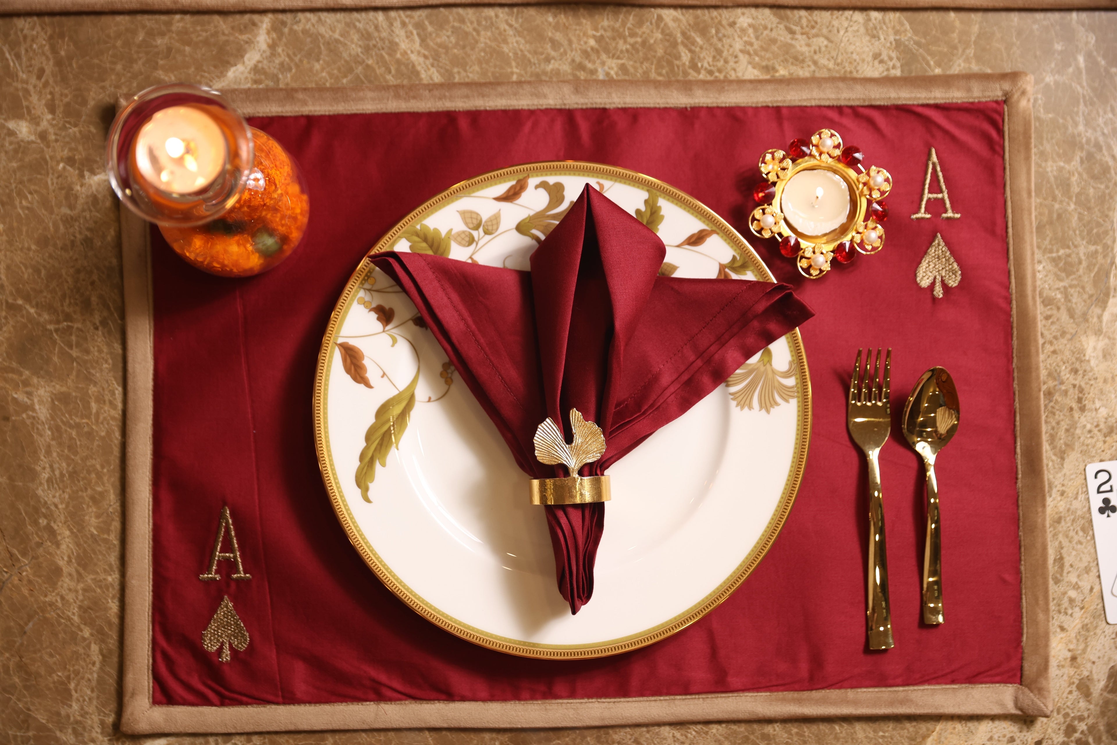 Sadyaska Deal and Dine - Set of 2 Placemats & 2 Napkins 1 Pcs Table Linen
