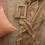 Sadyaska Diamond Latte Woven Throw with s 1 Pcs Euro Sham