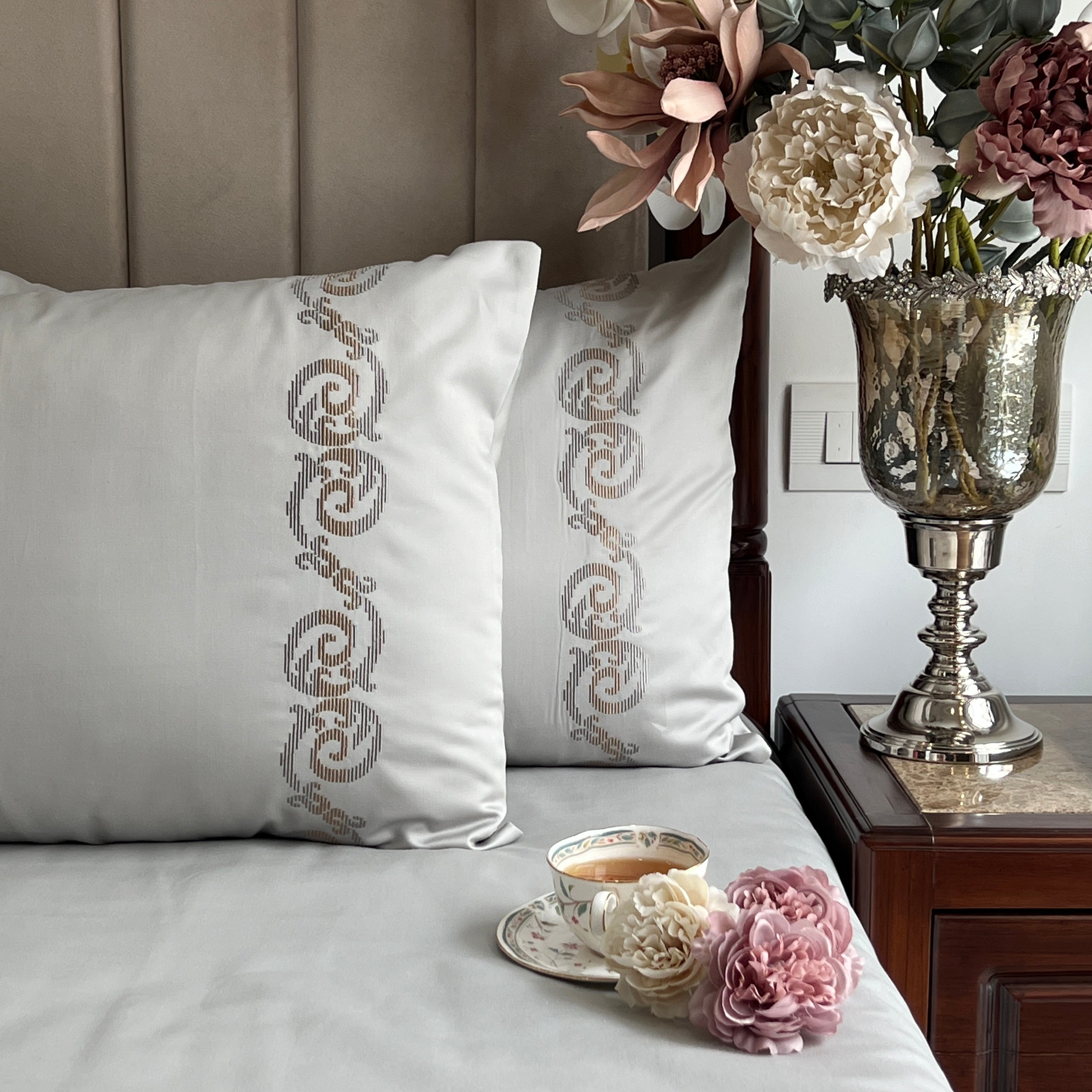 Sadyaska 600TC Cotton Diana Platinum Beyond Set 1 Pcs Bedsheet